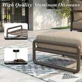 Aluminum Outdoor Patio Ottoman Foot Stool with Thick Cushion