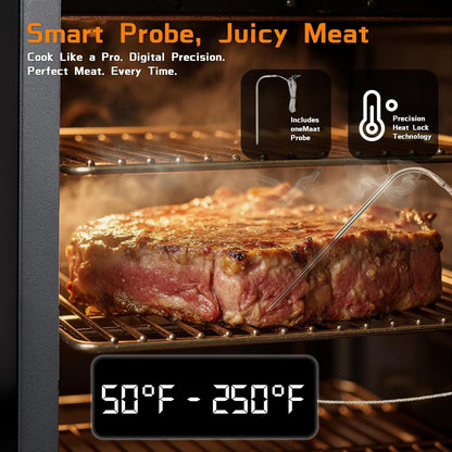 Large Vertical Electric Smoker Grill – 633 sq in | 4-Rack BBQ Smoker with Built-in Meat Probe, Wood Chip Loader &Weather-Resistant Cover – Perfect for Steak, Fish, Ribs (Black)