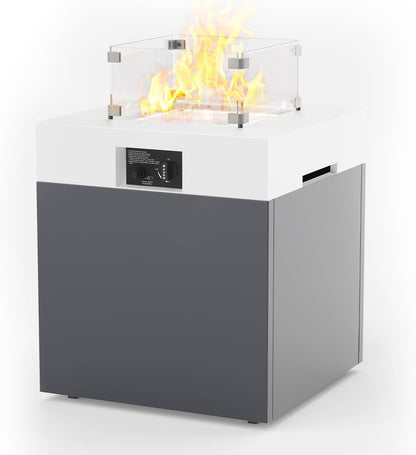 Maison Backyards 22-Inch Aluminum Fire Pit Table with Glass Wind Guard