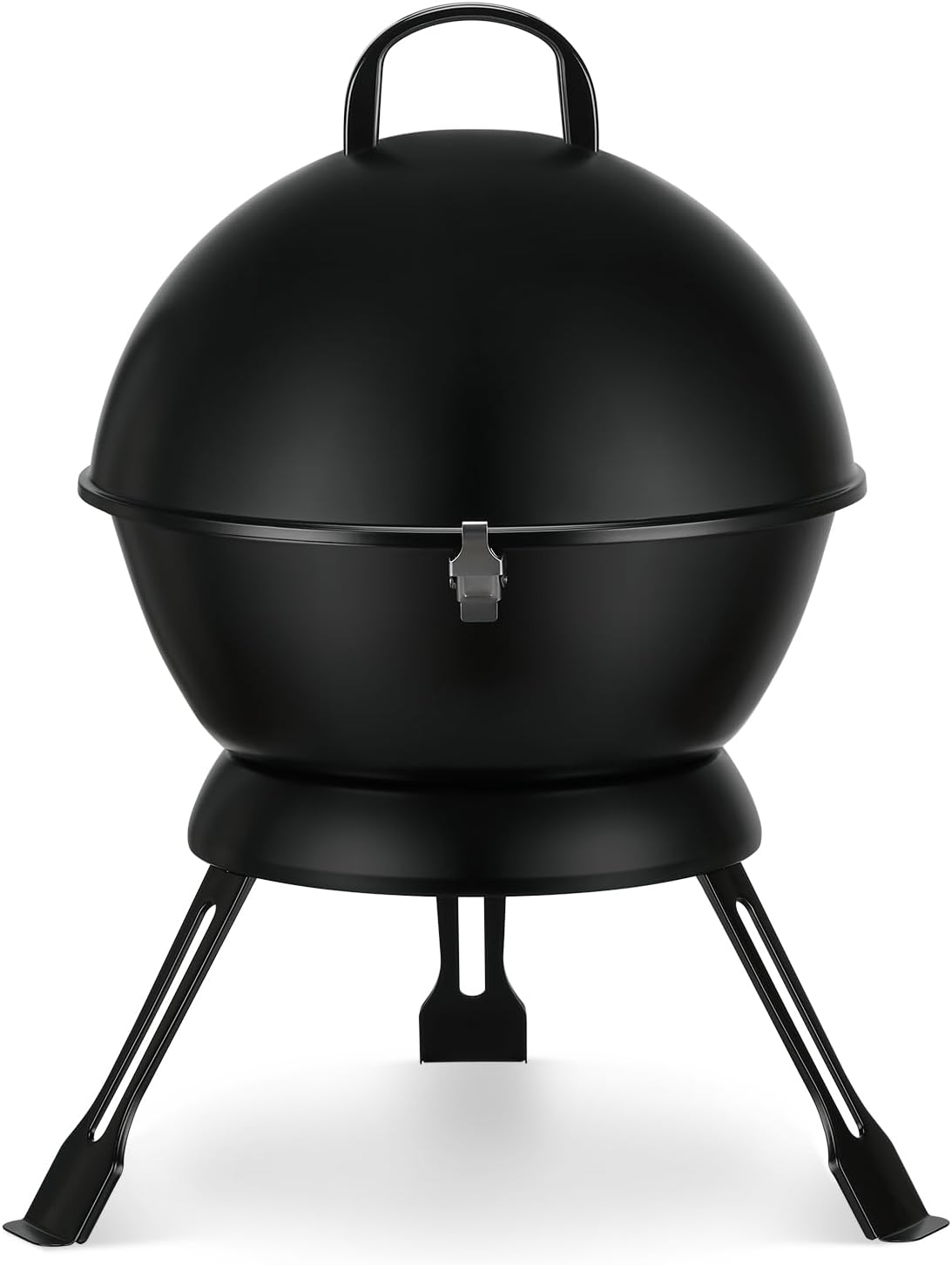 MBY 14 inch Portable Barbecue Grill with Dual Venting System, Small Foldable Charcoal Grill with Warming Rack for Picnic, Camping, Backyard-Black