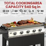 Maison Backyards Propane Flat Top Griddle with Foldable Side Tables, 3 to 5 Burners