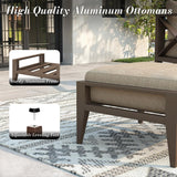 Aluminum Outdoor Patio Ottoman Foot Stool with Thick Cushion
