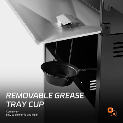 4 outdoor gas grills with burners, Portable propane Grill, power 50000 watts, 19.3 inches with grill cover, black