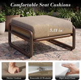 Aluminum Outdoor Patio Ottoman Foot Stool with Thick Cushion
