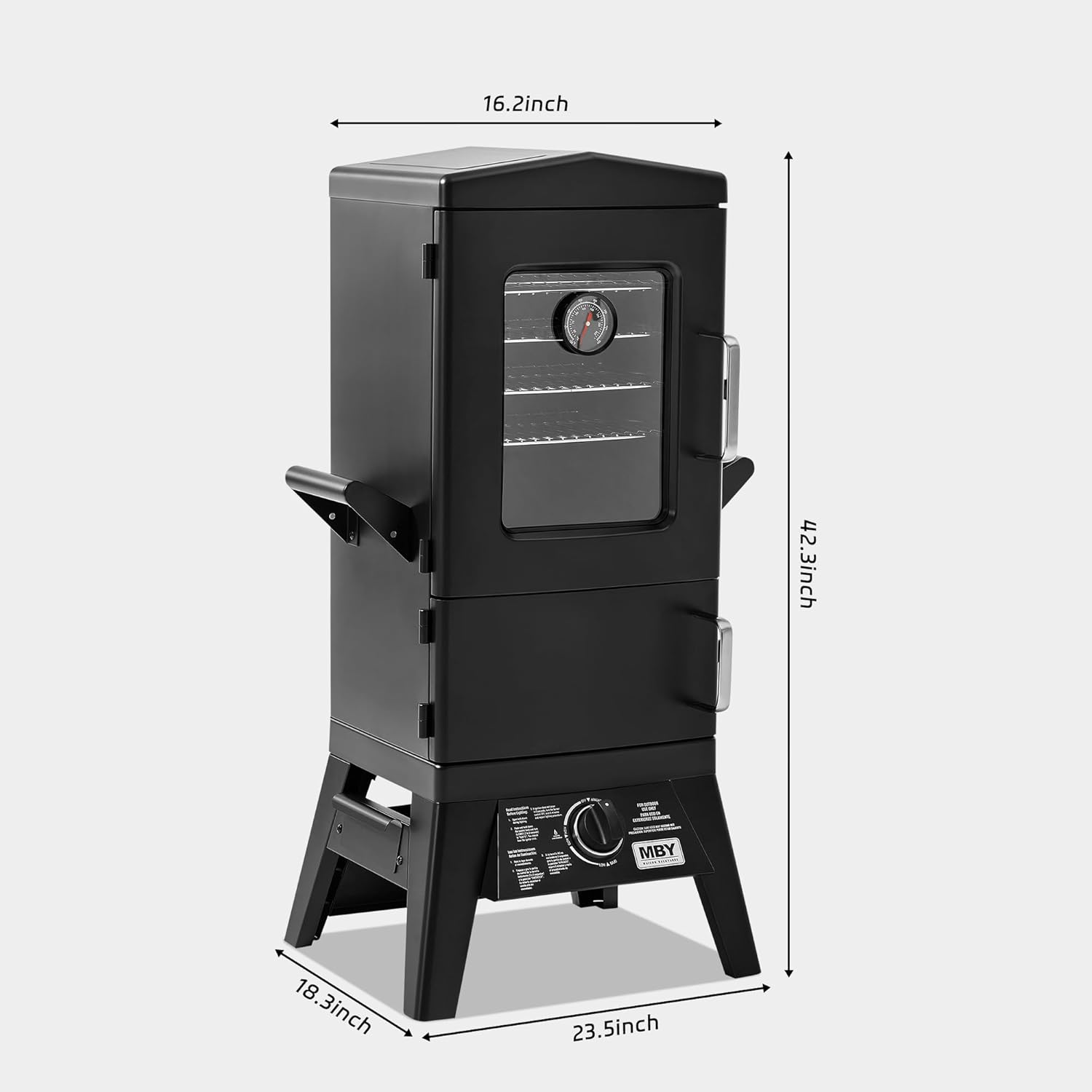 MBY Vertical Propane Smoker Grill with Cover, 4 Removable Shelves, Temperature Control, Heavy Duty Outdoor Gas Smoker for BBQ Cooking