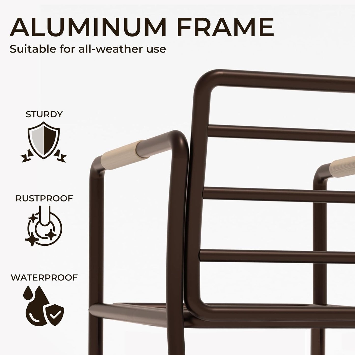 MBY Outdoor Aluminum Patio Furniture Set, 4-Seats Patio Conversation Sofa Set with 45,000 BTU Fire Pit Table w/Glass Wind Guard, All Weather for Pool, Balcony, Garden-Brown