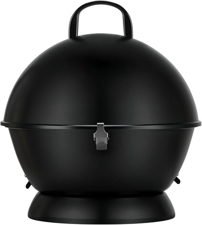 MBY 14 inch Portable Barbecue Grill with Dual Venting System, Small Foldable Charcoal Grill with Warming Rack for Picnic, Camping, Backyard-Black