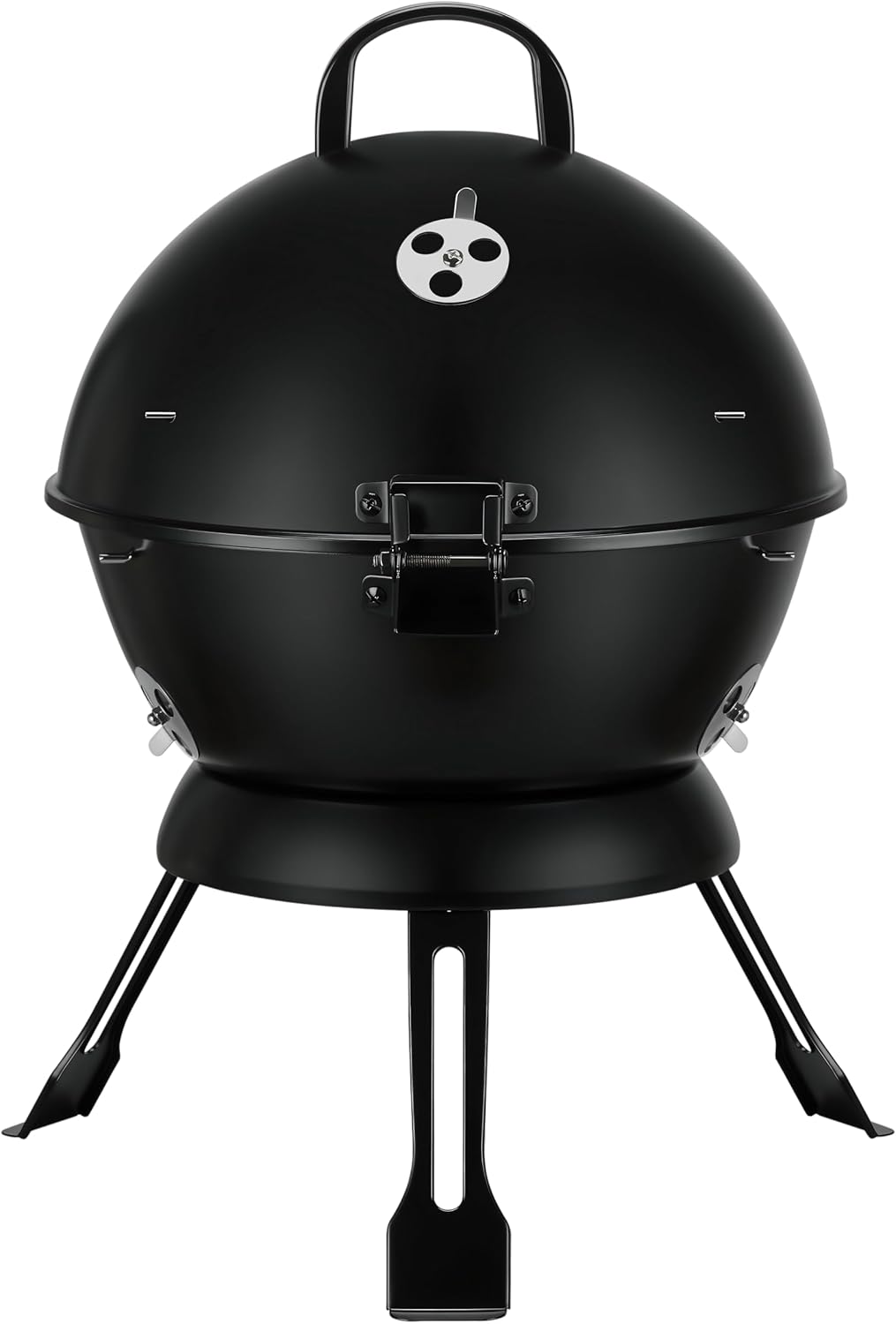 MBY 14 inch Portable Barbecue Grill with Dual Venting System, Small Foldable Charcoal Grill with Warming Rack for Picnic, Camping, Backyard-Black