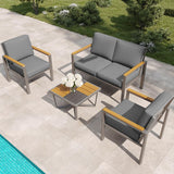 Five-piece metal patio conversation set with fire pit table — product image 11 of 18