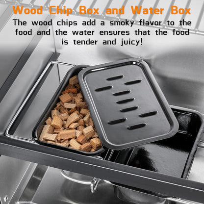 Large Vertical Electric Smoker Grill – 633 sq in | 4-Rack BBQ Smoker with Built-in Meat Probe, Wood Chip Loader &Weather-Resistant Cover – Perfect for Steak, Fish, Ribs (Black)