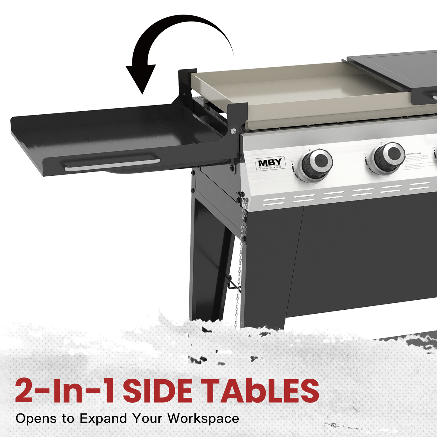 3-Burner Propane Gas Grill, 36,000 BTU Outdoor Flat Top Propane Gril with Foldable Side Tables for Camping, Tailgating & Backyard BBQ, Black