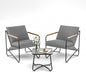 MBY 3-Piece Patio Furniture Set, Compact Outdoor Conversation Set with 2 Chairs and Glass Table, Weather-Resistant for Apartment Patio, Small Spaces, Balcony, Backyard – Grey