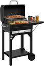 MBY Portable Charcoal Grill and Smoker Combo with Offset Firebox, Side Shelf & Warming Rack, Outdoor BBQ Grill for Camping, Tailgating, Picnic & Backyard BBQ