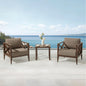 MBY Outdoor Aluminum Patio Furniture Set, 4-Seats Patio Conversation Sofa Set with 1 Corner Sofa and 37,000 BTU Fire Pit Table w/Glass Wind Guard, All Weather for Pool, Garden-Brown