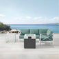 MBY Outdoor Aluminum Patio Furniture Set, 5-Seats Patio Conversation Sofa Set with 37,000 BTU Fire Pit Table w/Glass Wind Guard, All Weather for Pool, Balcony, Garden-Brown