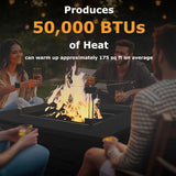 MBY 28'' Propane Fire Pit Table, 50,000 BTU Steel Gas Firepit for Outdoor Patio Deck and Garden, CSA Certified Fire Pit with Lid, Waterproof Cover, Glass Wind Guard and Lava Rock, Black