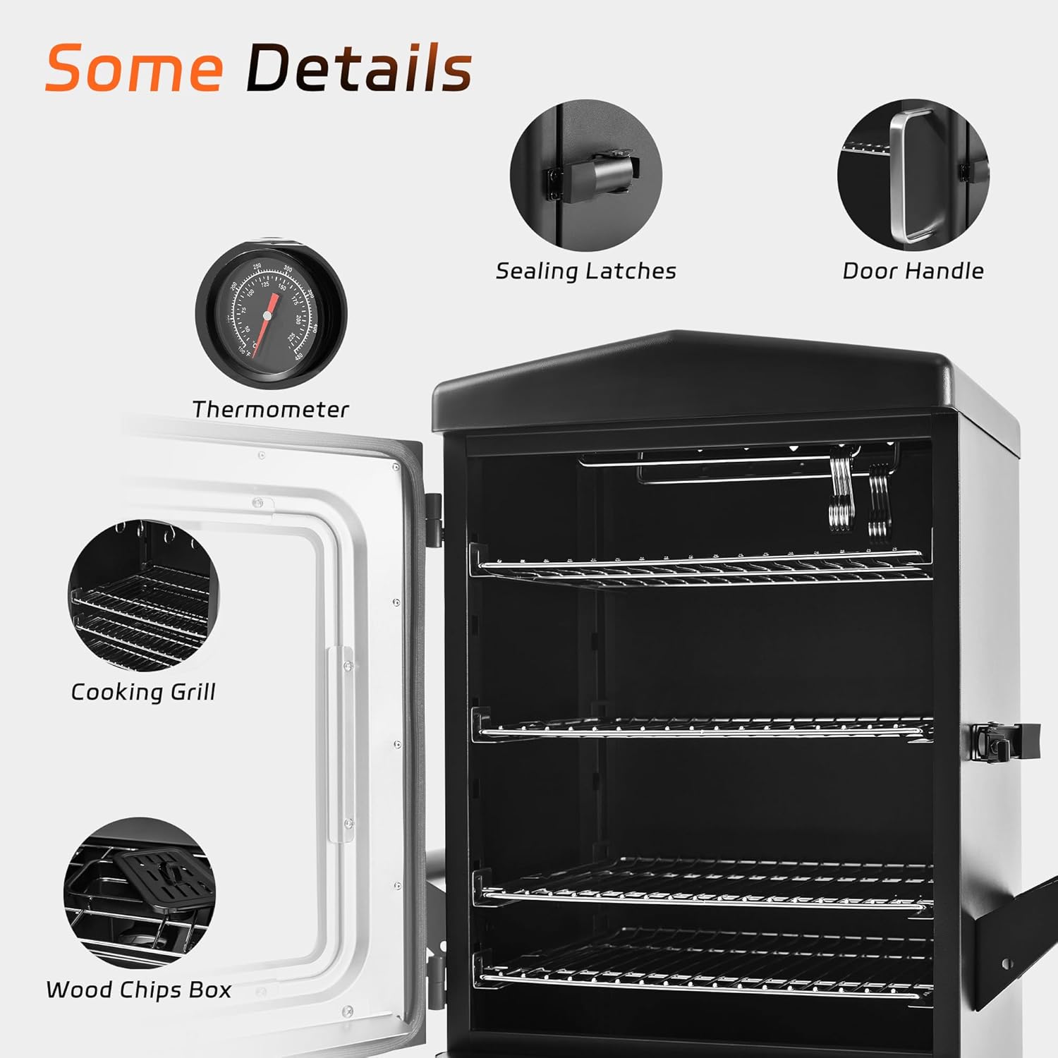 MBY Vertical Propane Smoker Grill with Cover, 4 Removable Shelves, Temperature Control, Heavy Duty Outdoor Gas Smoker for BBQ Cooking