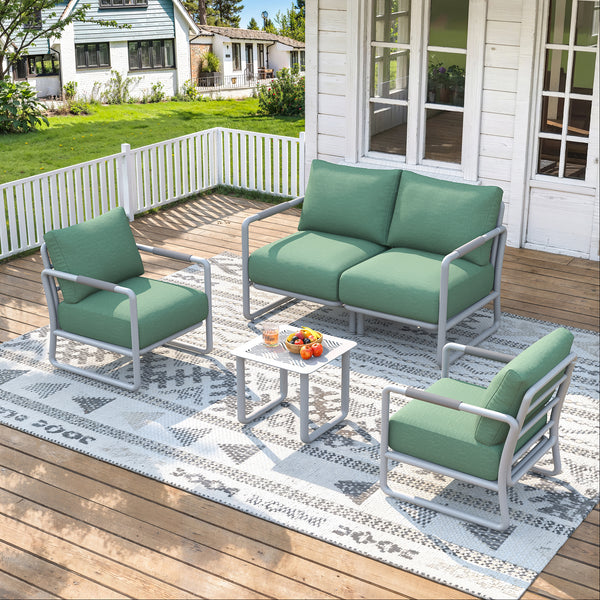 Maison Backyards 4-Seat Aluminum Patio Conversation Set with Swivel Chairs