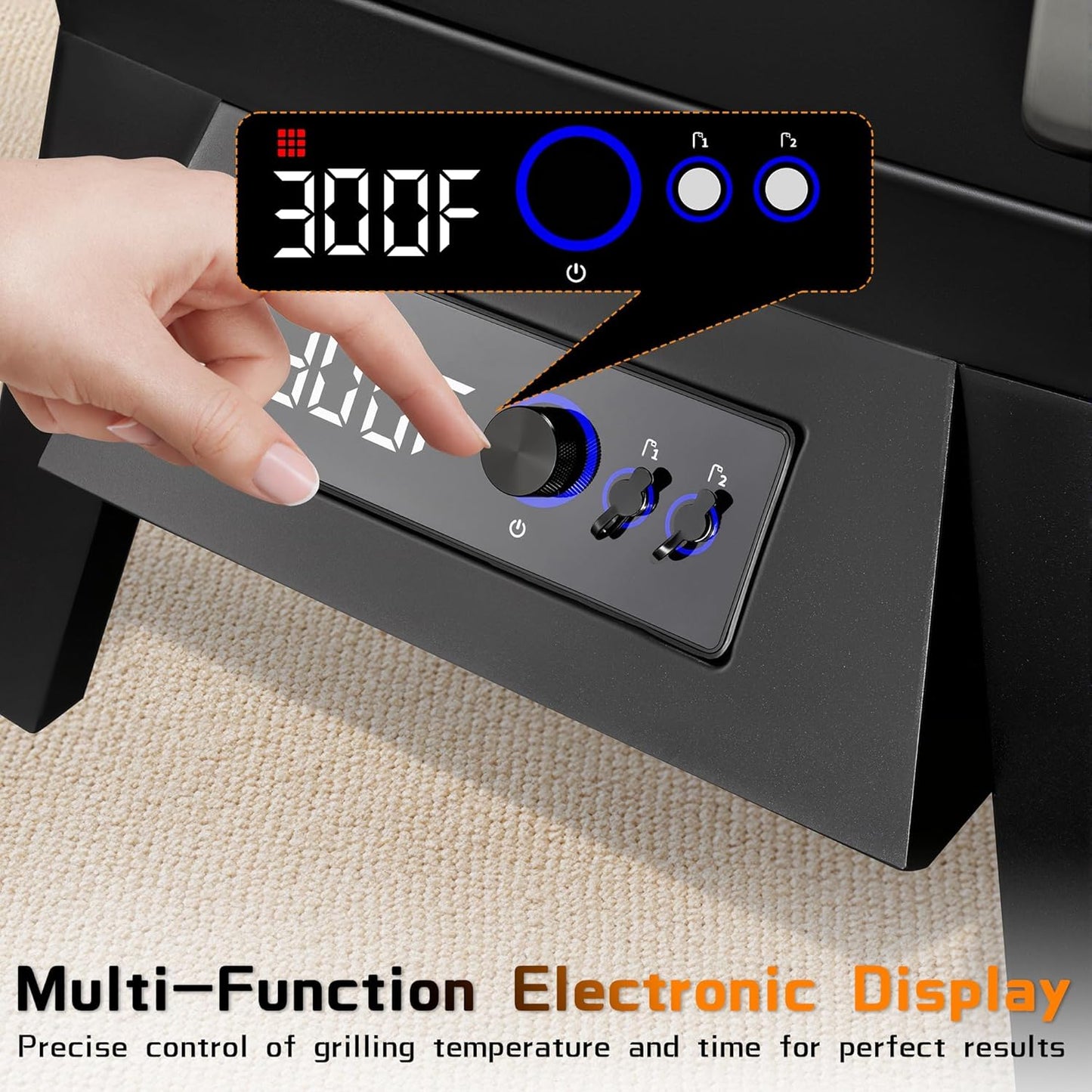 Large Vertical Electric Smoker Grill – 633 sq in | 4-Rack BBQ Smoker with Built-in Meat Probe, Wood Chip Loader &Weather-Resistant Cover – Perfect for Steak, Fish, Ribs (Black)