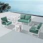 MBY Outdoor Aluminum Patio Furniture Set, 4-Seats Patio Conversation Sofa Set with 2 Coffee Tables and 2 Swivel Rocking Chairs, All Weather for Balcony, Garden-Brown