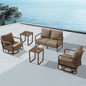 MBY Outdoor Aluminum Patio Furniture Set, 4-Seats Patio Conversation Sofa Set with 2 Coffee Tables and 2 Swivel Rocking Chairs, All Weather for Balcony, Garden-Brown