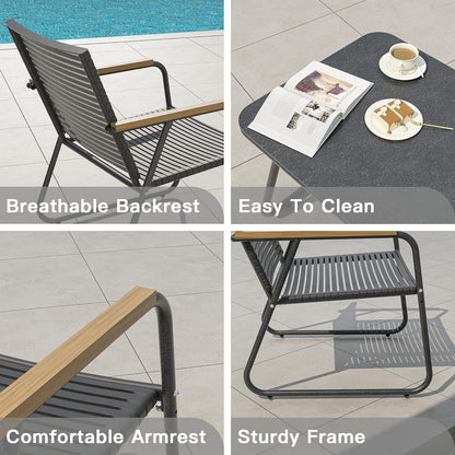 MBY 4-Piece Patio Furniture Set, Compact Outdoor Conversation Set with Loveseat, 2 Chairs and Glass Table, Weather-Resistant for Apartment Patio, Small Spaces, Balcony, Backyard – Black