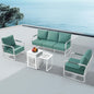 MBY Outdoor Aluminum Patio Furniture Set, 4-Seats Patio Conversation Sofa Set with 2 Coffee Tables and 2 Swivel Rocking Chairs, All Weather for Balcony, Garden-Brown