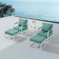 MBY 3 Piece Patio Outdoor Aluminum Swivel Rocking Chair with Coffee Table and 6" Thickened Cushions, All Weather Outdoor Furniture Chairs for Garden, Poolside, Deck-Brown