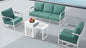 MBY Outdoor Aluminum Patio Furniture Set, 5-Seats Patio Conversation Sofa Set with 2 Swivel Rocking Chairs and 45,000 BTU Fire Pit Table w/Glass Wind Guard, All Weather for Balcony, Garden-White
