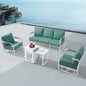 MBY Outdoor Aluminum Patio Furniture Set, 4-Seats Patio Conversation Sofa Set with 2 Coffee Tables and 2 Swivel Rocking Chairs, All Weather for Balcony, Garden-Brown