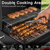 MBY Portable Charcoal Grill and Smoker Combo with Offset Firebox, Side Shelf & Warming Rack, Outdoor BBQ Grill for Camping, Tailgating, Picnic & Backyard BBQ