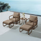 MBY 3 Piece Patio Outdoor Aluminum Swivel Rocking Chair with Coffee Table and 6" Thickened Cushions, All Weather Outdoor Furniture Chairs for Garden, Poolside, Deck-Brown