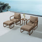 MBY Outdoor Aluminum Patio Furniture Set, 5-Seats Patio Conversation Sofa Set with 2 Swivel Rocking Chairs and 45,000 BTU Fire Pit Table w/Glass Wind Guard, All Weather for Balcony, Garden-White
