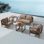 MBY Outdoor Aluminum Patio Furniture Set, 5-Seats Patio Conversation Sofa Set with 37,000 BTU Fire Pit Table w/Glass Wind Guard, All Weather for Pool, Balcony, Garden-Brown
