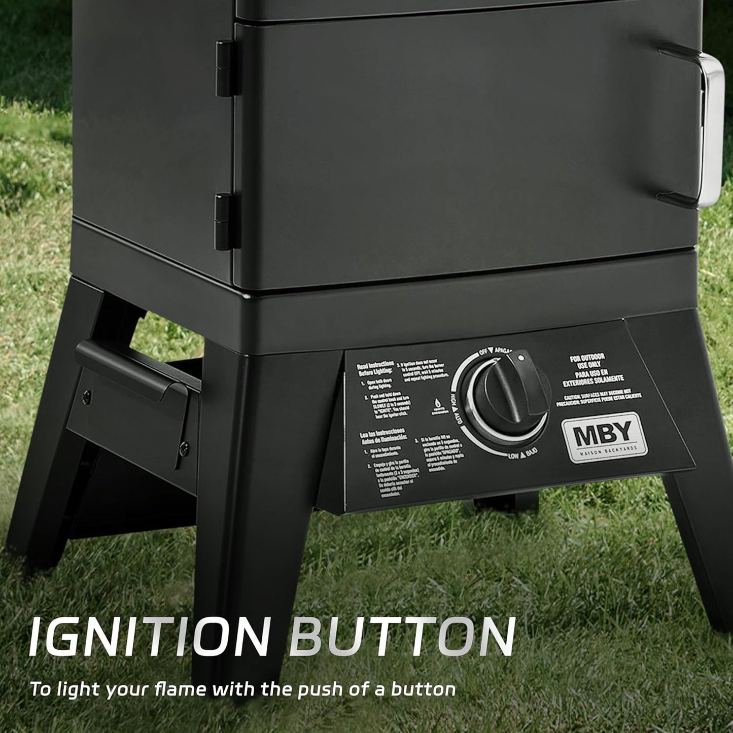 MBY Vertical Propane Smoker Grill with Cover, 4 Removable Shelves, Temperature Control, Heavy Duty Outdoor Gas Smoker for BBQ Cooking