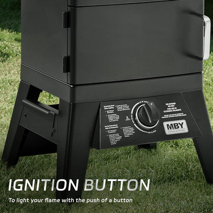 MBY Vertical Propane Smoker Grill with Cover, 4 Removable Shelves, Temperature Control, Heavy Duty Outdoor Gas Smoker for BBQ Cooking