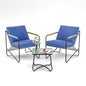 MBY 3-Piece Patio Furniture Set, Compact Outdoor Conversation Set with 2 Chairs and Glass Table, Weather-Resistant for Apartment Patio, Small Spaces, Balcony, Backyard – Grey