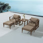 MBY 3 Piece Patio Outdoor Aluminum Swivel Rocking Chair with Coffee Table and 6" Thickened Cushions, All Weather Outdoor Furniture Chairs for Garden, Poolside, Deck-Brown