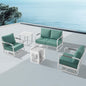 MBY Outdoor Aluminum Patio Furniture Set, 4-Seats Patio Conversation Sofa Set with 2 Coffee Tables and 2 Swivel Rocking Chairs, All Weather for Balcony, Garden-Brown