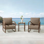 MBY Outdoor Aluminum Patio Furniture Set, 4-Seats Patio Conversation Sofa Set with 2 Coffee Tables and 2 Swivel Rocking Chairs, All Weather for Balcony, Garden-Brown