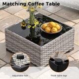 Six-seat wicker patio set with fire pit table — product image 8 of 40