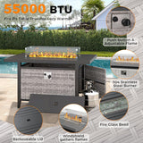 Maison Backyards Outdoor Wicker Sectional Sofa Set with Swivel Chairs & Fire Pit Table