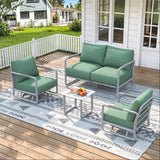 Maison Backyards Aluminum Patio Sofa Set with Swivel Chairs & Fire Pit Table