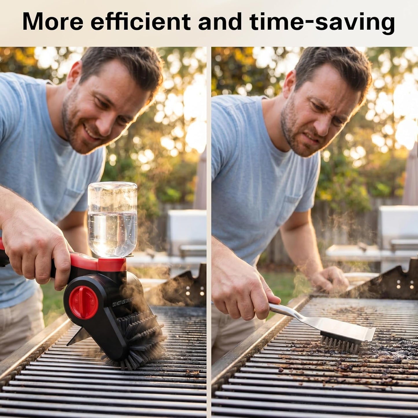 Cordless Electric Grill Cleaning Brush with Water Spray, Rechargeable BBQ Grill Scrubber with Dual-Speed Cleaning, Waterproof Design & Built-In Scraper for Gas and Charcoal Grills