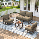 Maison Backyards Aluminum Patio Sofa Set with Swivel Chairs & Fire Pit Table