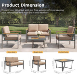 Five-piece metal patio conversation set with fire pit table — product image 3 of 18