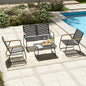 MBY 4-Piece Patio Furniture Set, Compact Outdoor Conversation Set with Loveseat, 2 Chairs and Glass Table, Weather-Resistant for Apartment Patio, Small Spaces, Balcony, Backyard – Black