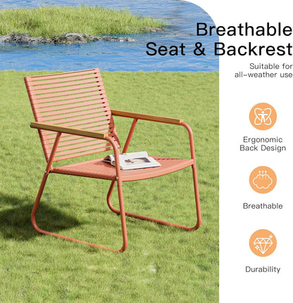 MBY 3-Piece Patio Furniture Set, Compact Outdoor Conversation Set with 2 Chairs and Glass Table, Weather-Resistant for Apartment Patio, Small Spaces, Balcony, Backyard – Orange