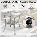 Six-seat wicker patio set with fire pit table — product image 9 of 40