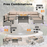 Six-seat wicker patio set with fire pit table — product image 10 of 40